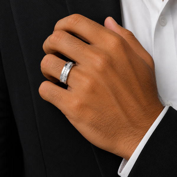 Lab Grown Diamond Round Cut Pave Set Band For Him