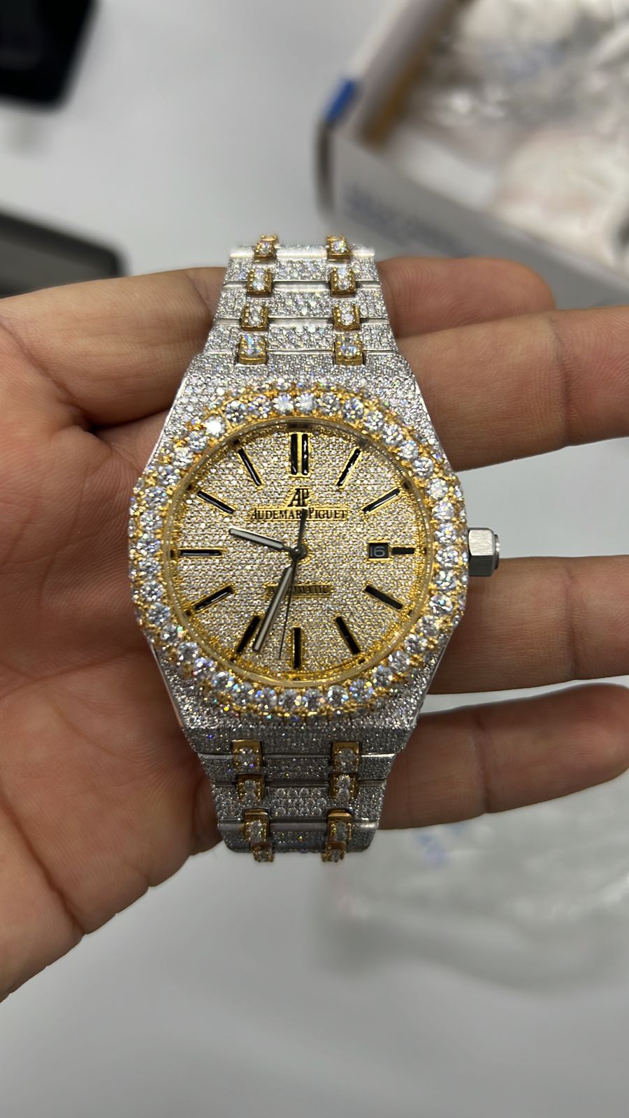 Dual Tone Moissanite Diamond Hip Hop  Watches for Men's