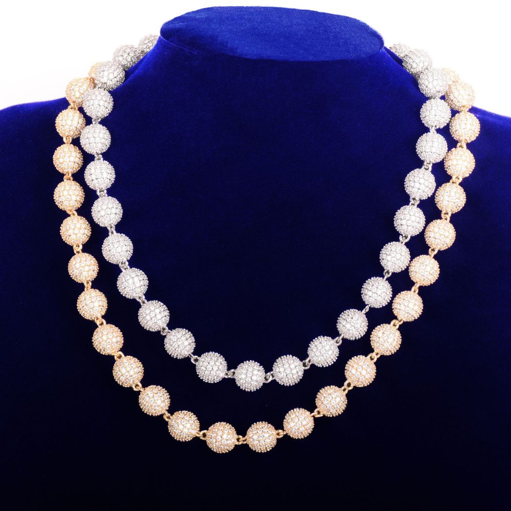Round Cut Lab Grown Diamond Ball Style Link Chain