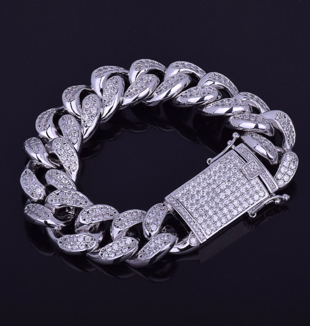 Moissanite Round Cut Cuban Iced Out Men's Hip Hop Bracelet