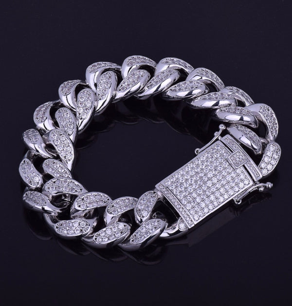 Moissanite Round Cut Cuban Iced Out Men's Hip Hop Bracelet