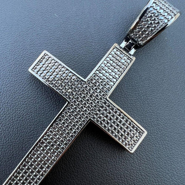 Black Moissanite Diamond Iced Out Cross Pendant