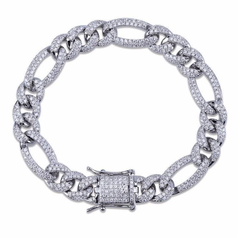 Moissanite Iced Out Figaro Luxury  Hip Hop Bracelet