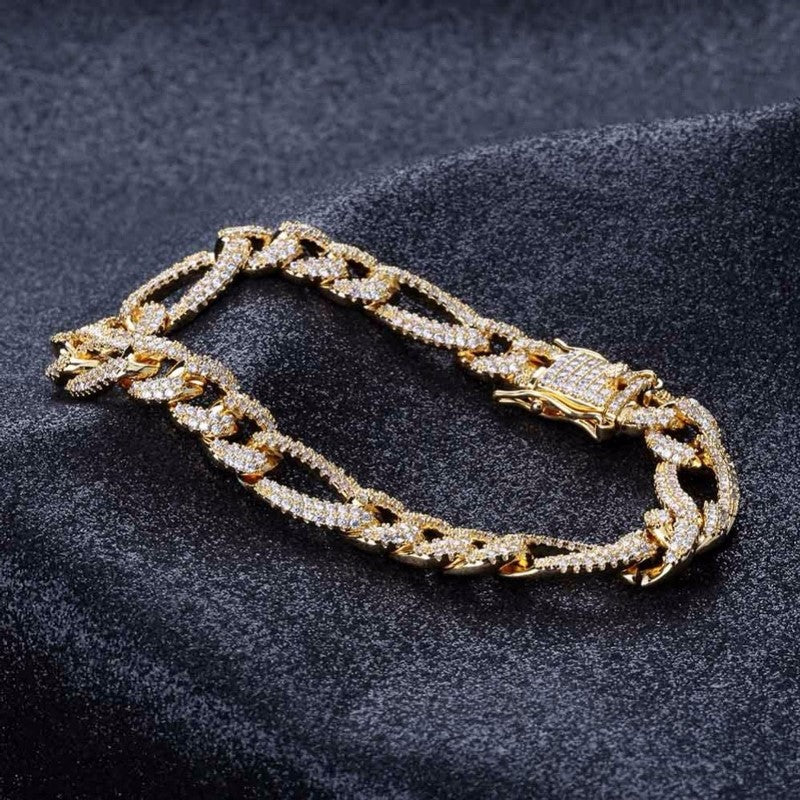 Moissanite Iced Out Figaro Luxury  Hip Hop Bracelet