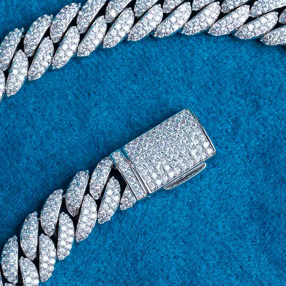18MM Iced Out Moissanite Diamond Customized Cuban Chain Hip Hop Jewelry