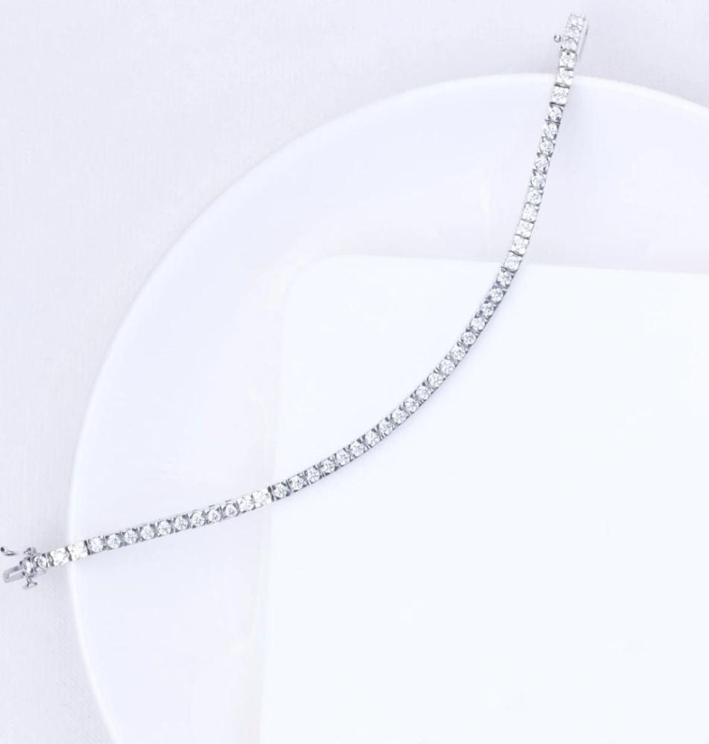 Round Cut Moissanite Diamond Tennis Bracelet For Women