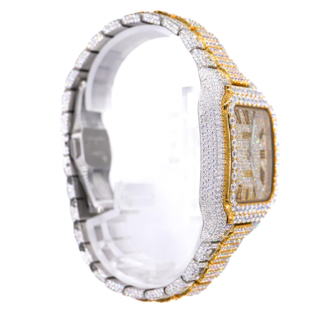 Two Tone Moissanite Diamond Watches For Mens