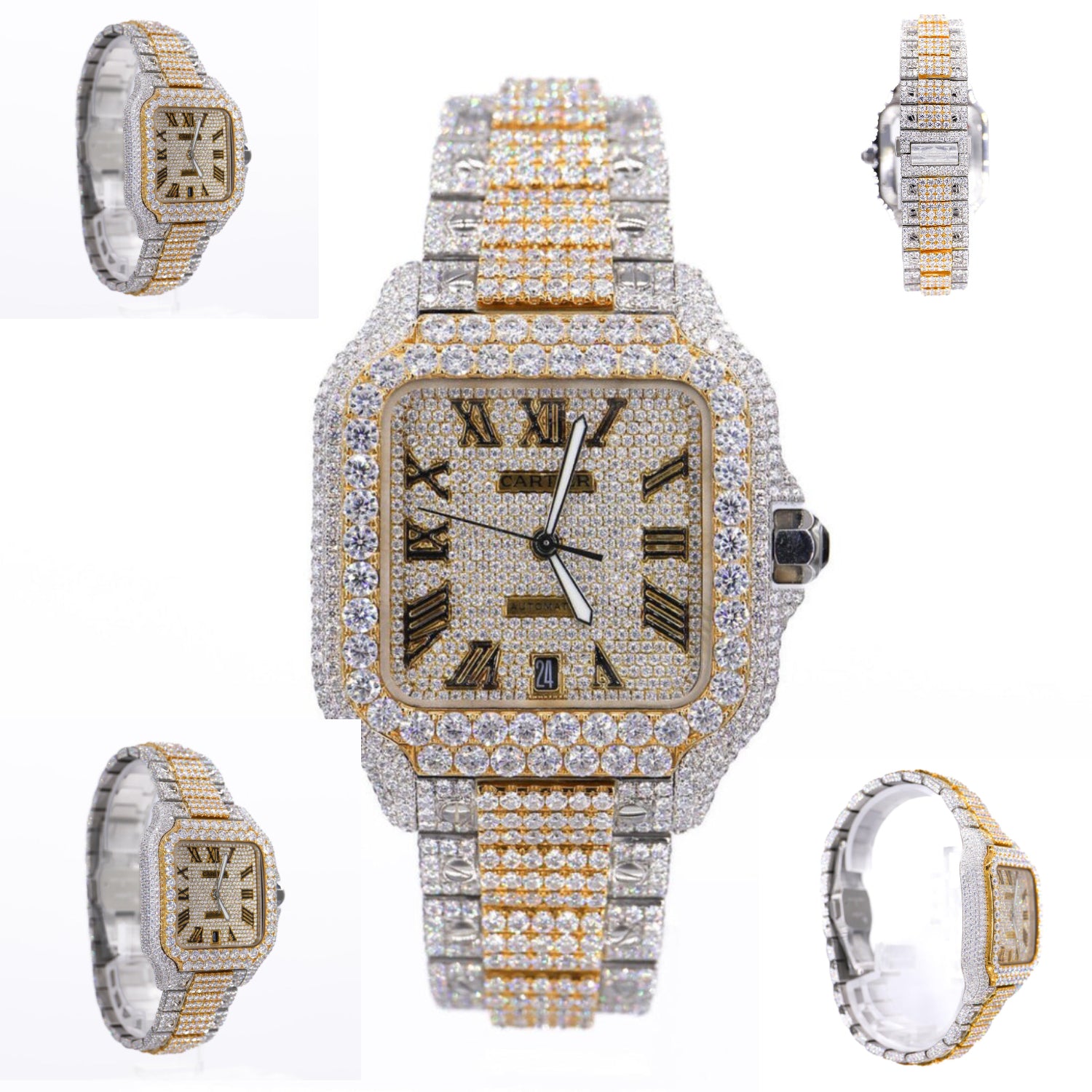 Two Tone Moissanite Diamond Watches For Mens