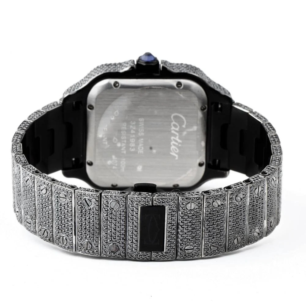 Iced Out Black Moissanite Wrist Watch For Him