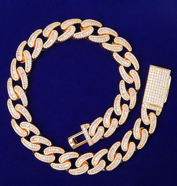 Baguette Cut & Round Cut Lab Grown Diamond Cuban Link Chain