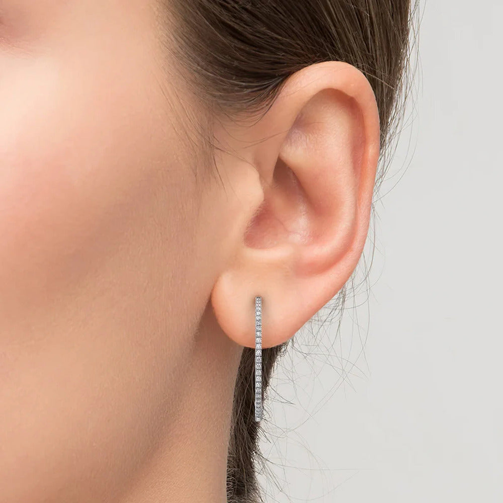 Elegant Inside Out Moissanite Hoop Earrings For Women