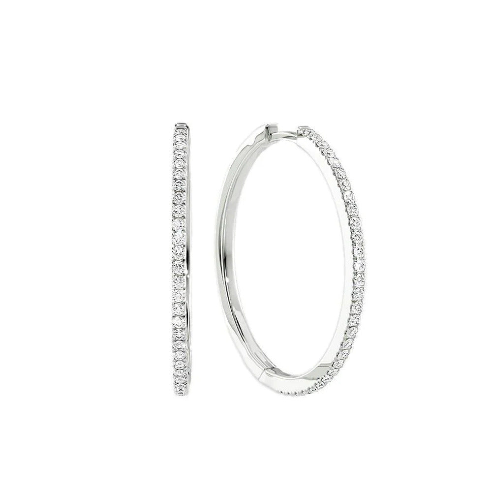 Sparkling Moissanite Hoop Earrings In 14K White Gold