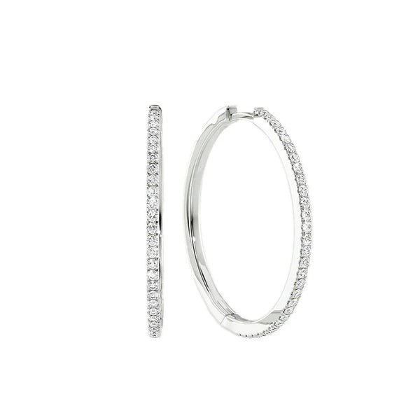 Sparkling Moissanite Hoop Earrings In 14K White Gold