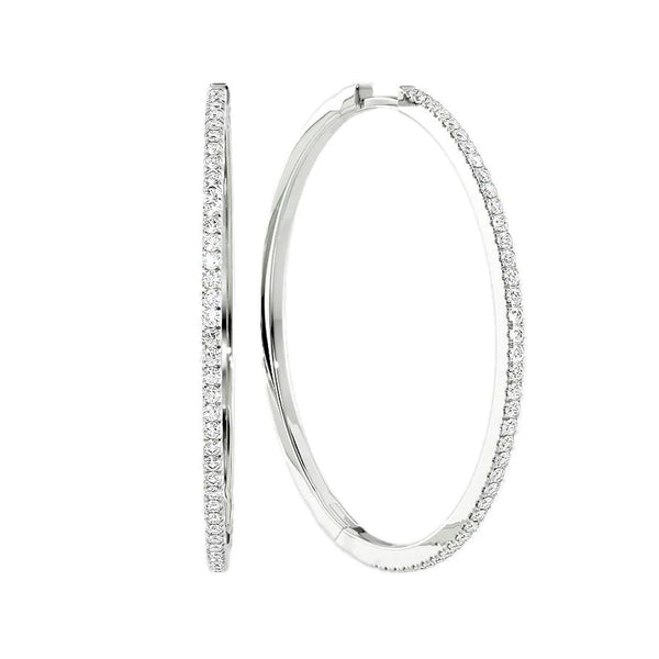 Elegant Moissanite Large Hoop Earrings in 14K White Gold