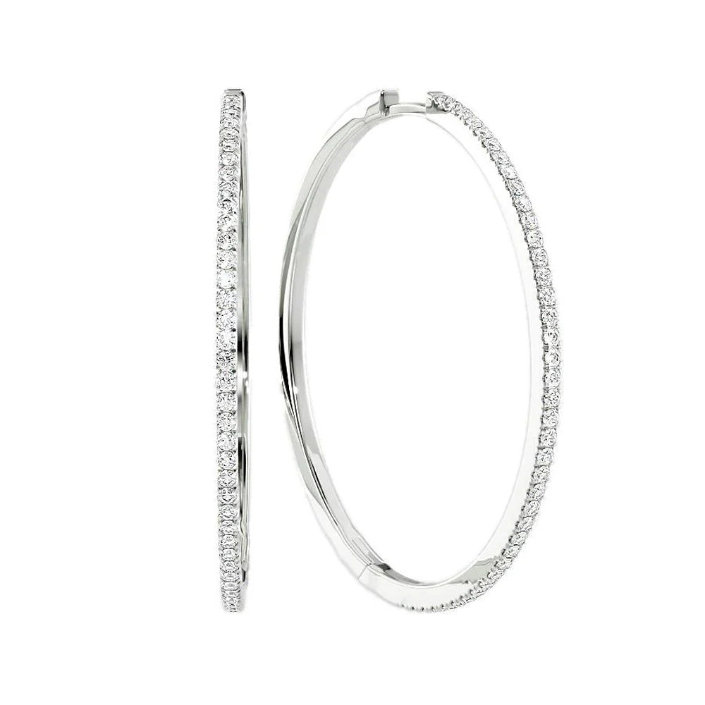 Elegant Moissanite Large Hoop Earrings in 14K White Gold