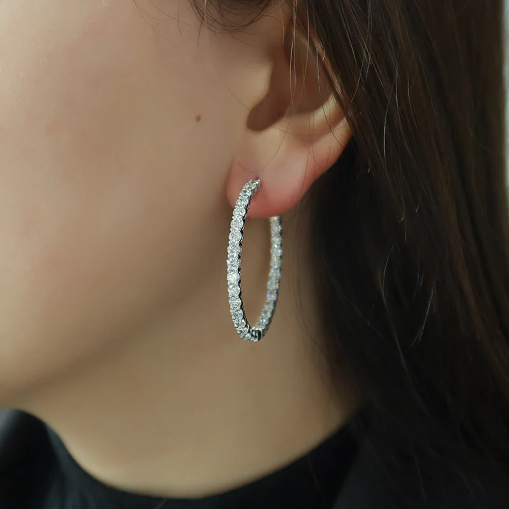 Classic Large Moissanite Inside Out Hoop Earrings