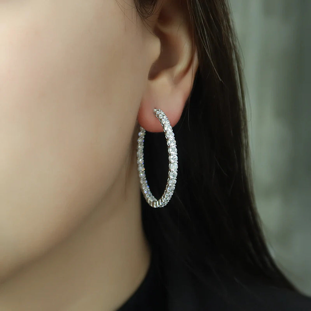 Classic Large Moissanite Inside Out Hoop Earrings