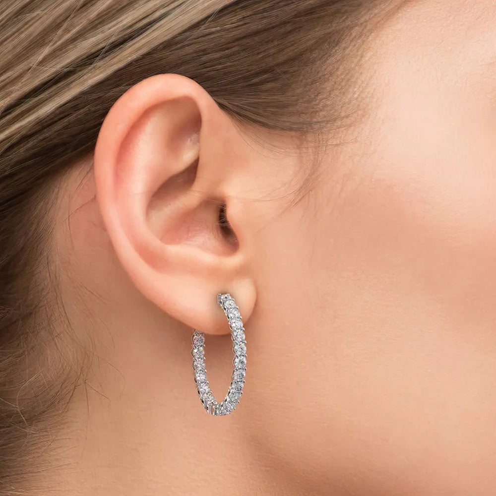 Glamorous Moissanite Inside Out Hoop Earrings