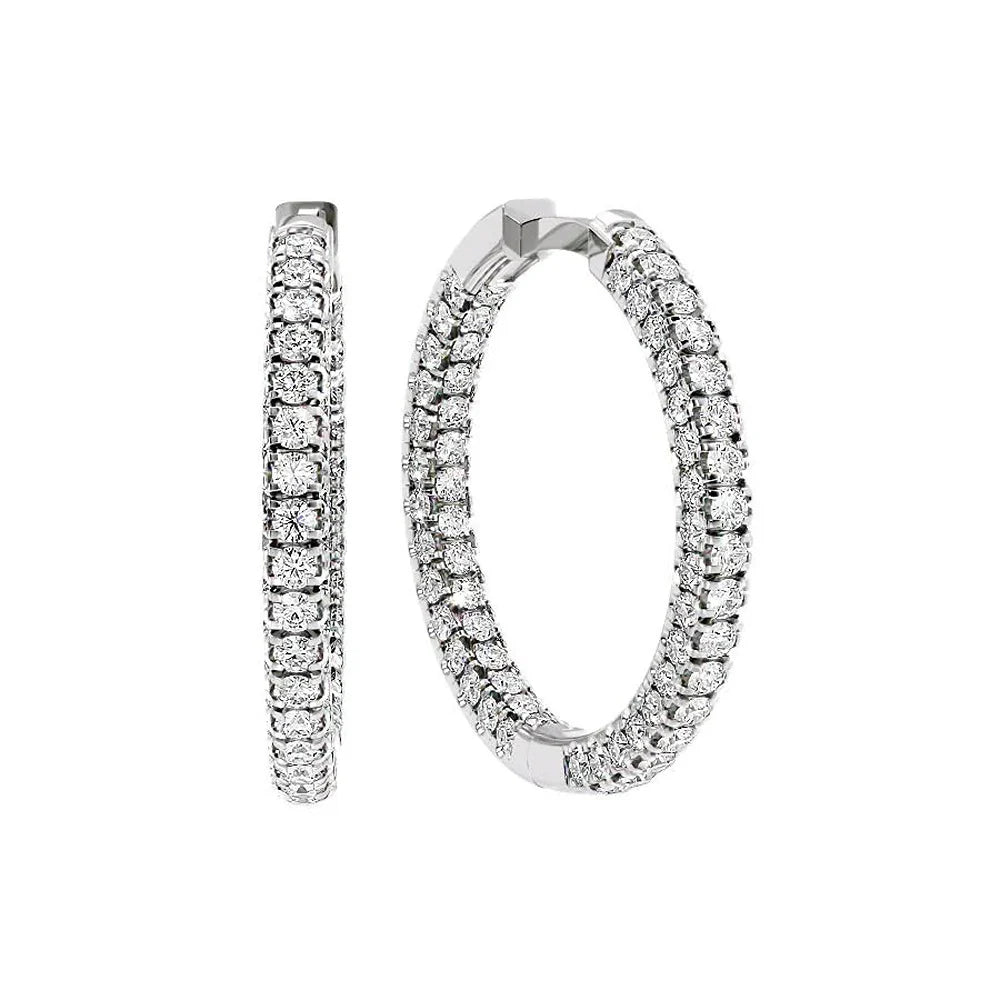 Round Cut Moissanite Pave Set Hoop Earrings For Women's