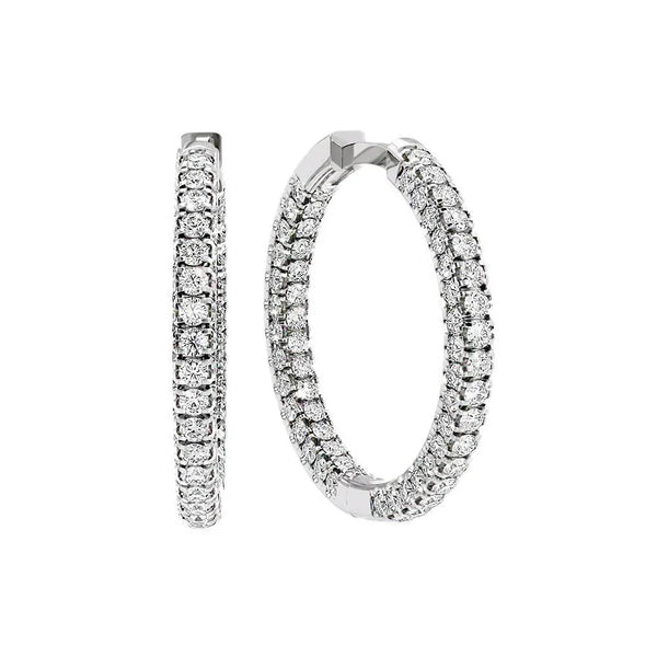 Round Cut Moissanite Pave Set Hoop Earrings For Women's