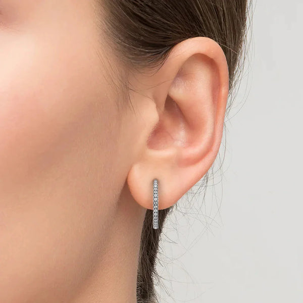 Round Cut Moissanite Pave Set Hoop Earrings For Women's