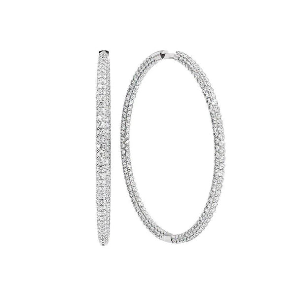925 Sterling Silver Three Row Moissanite Hoop Earrings