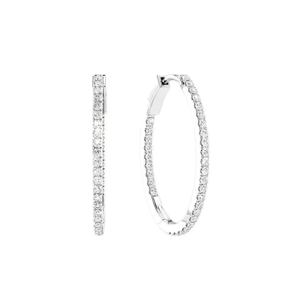 Classic 14K White Gold Inside Out Moissanite Hoop Earrings