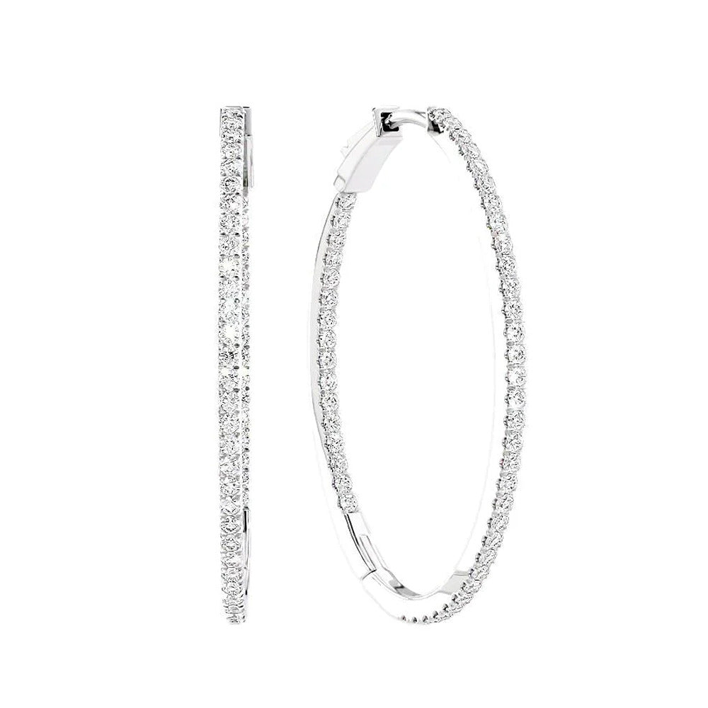 Dainty Moissanite Hoop Earrings Everyday Luxury in 14K  White Gold