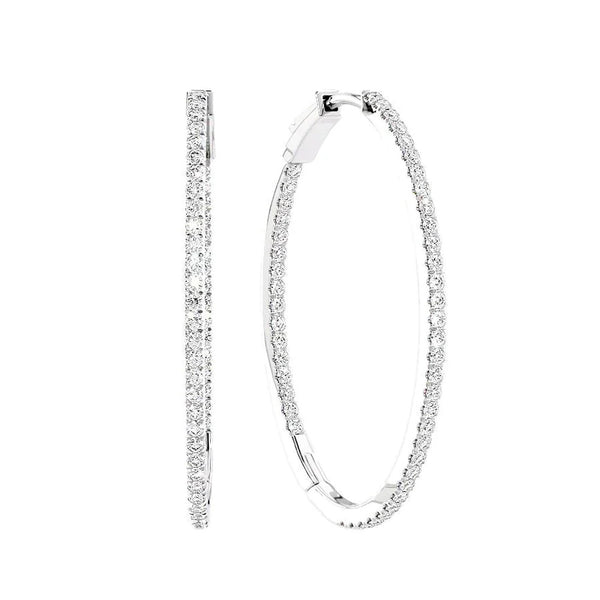 Dainty Moissanite Hoop Earrings Everyday Luxury in 14K  White Gold