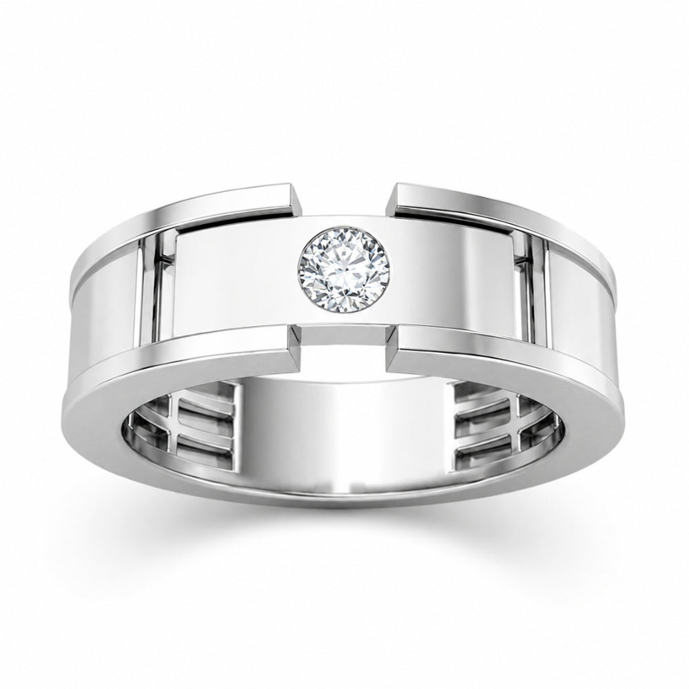 Round Cut Lab Grown Diamond Flush Set Wedding Band For Men