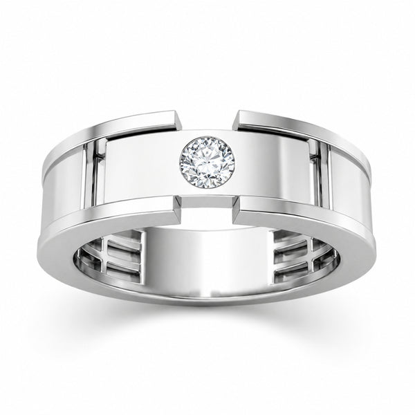 Round Cut Lab Grown Diamond Flush Set Wedding Band For Men