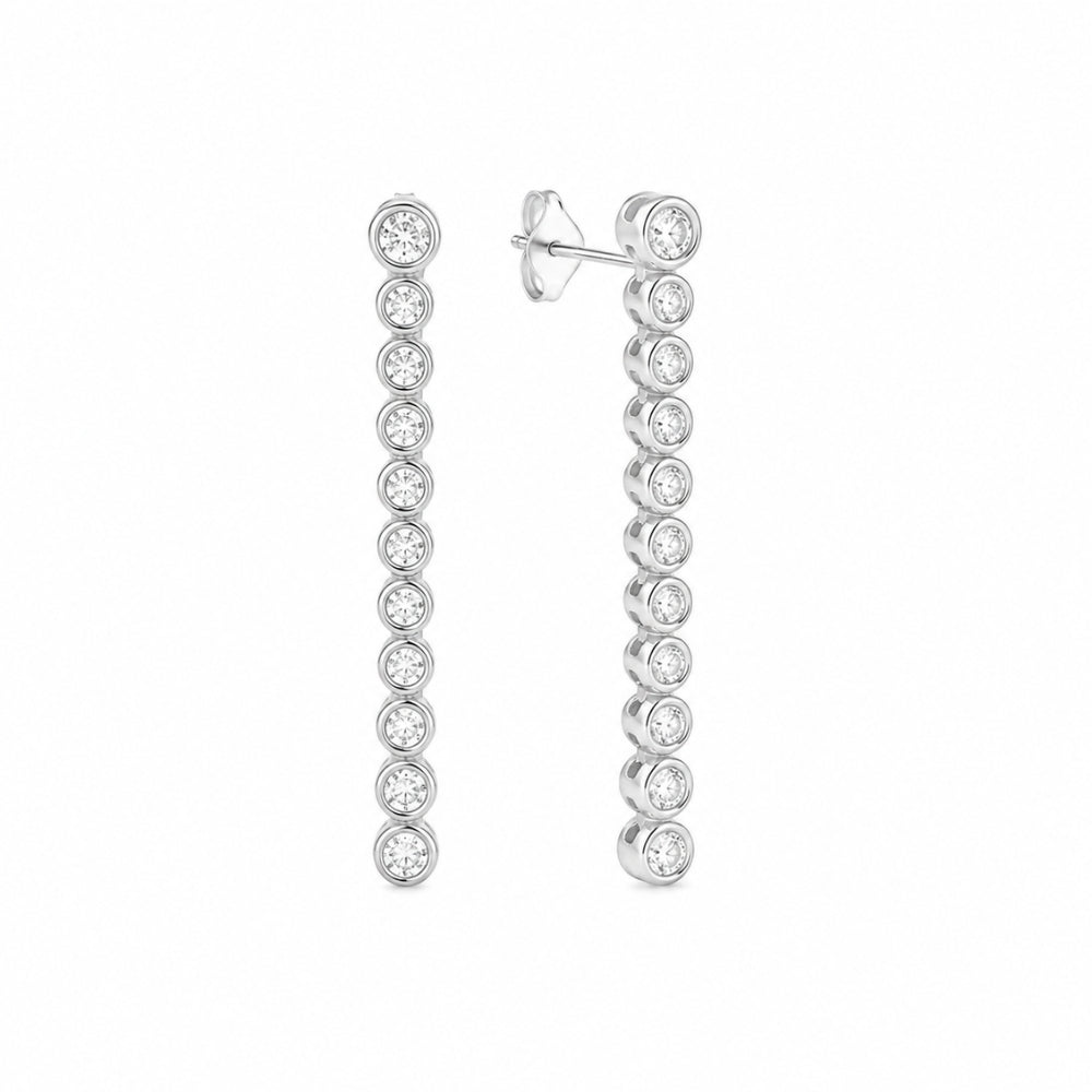 Round Cut Bezel Set Moissanite Classic Drop Dangle Earring