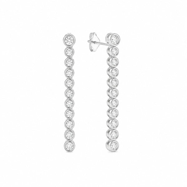 Round Cut Bezel Set Moissanite Classic Drop Dangle Earring