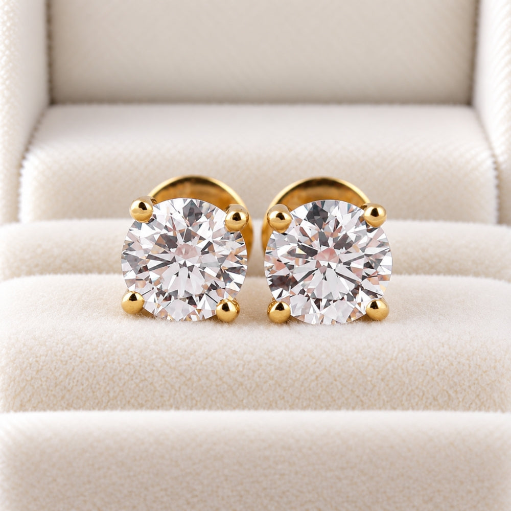 IGI Certified Lab Grown Diamond Round Cut Stud Earrings