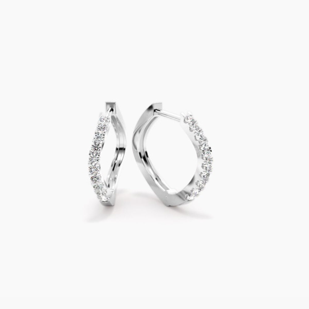 Round Cut Pave Set Moissanite Lever Back Hoop Earrings