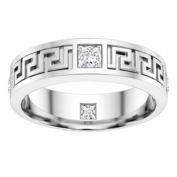 Lab Grown Diamond Princess Cut Bezel Set Men's Wedding Band