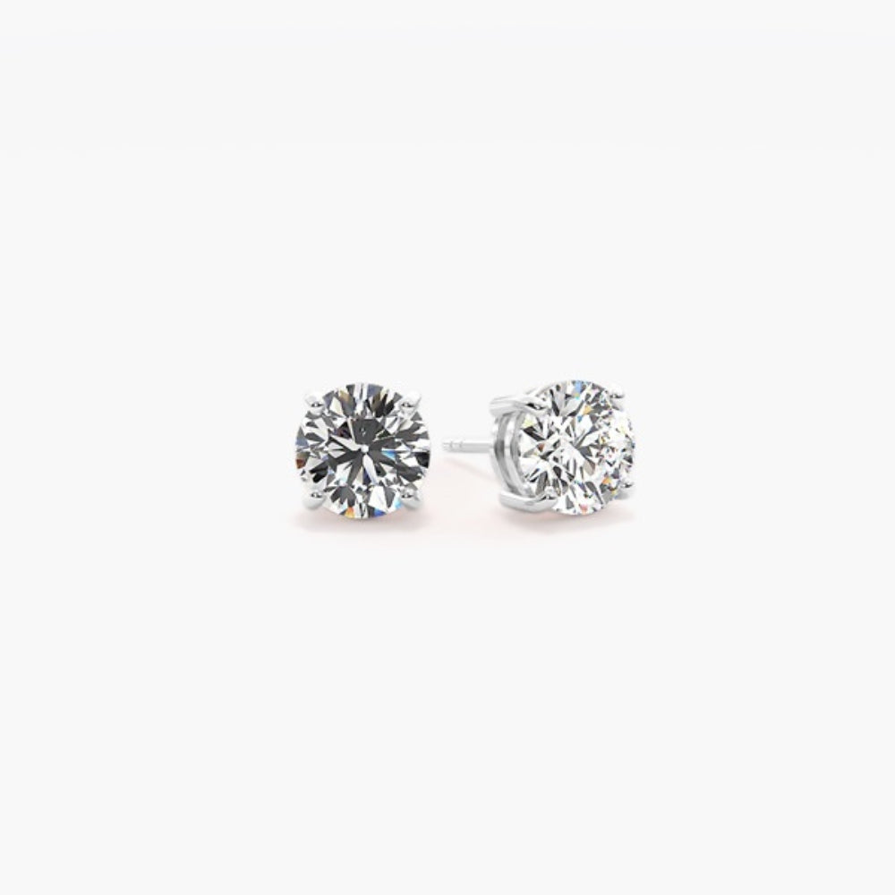 Moissanite Round Cut Solitaire Stud Earring For Women