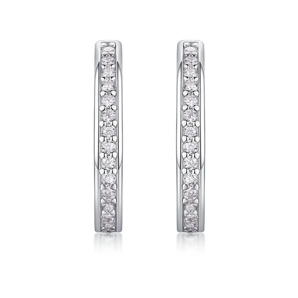 Round Cut Moissanite Pave Set Hoop Earrings