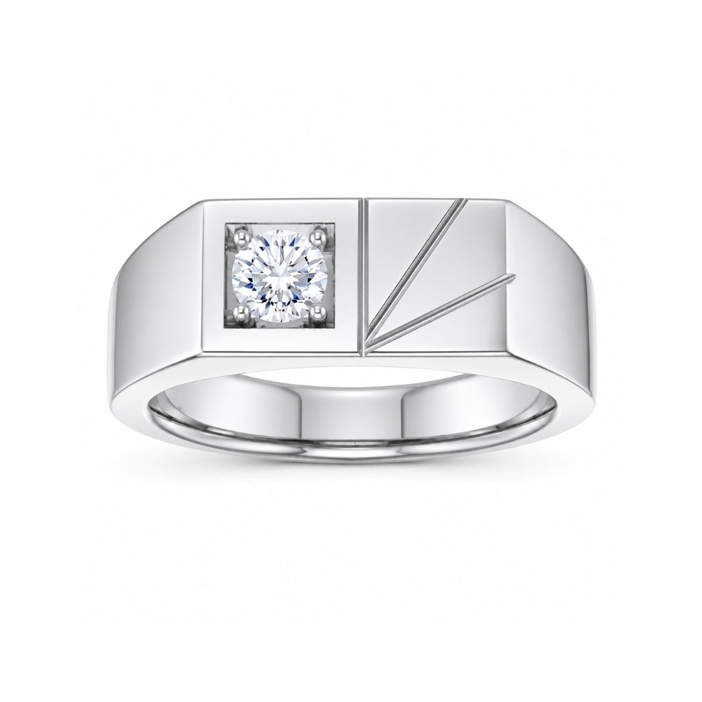 Lab Grown Diamond Round Cut Solitaire Men's Engagement Ring