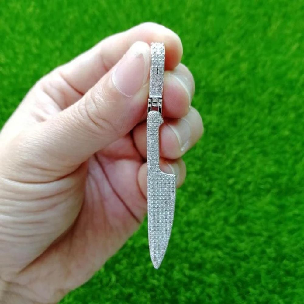 Knife Iced Out Moissanite Diamond Hip Hop Pendant