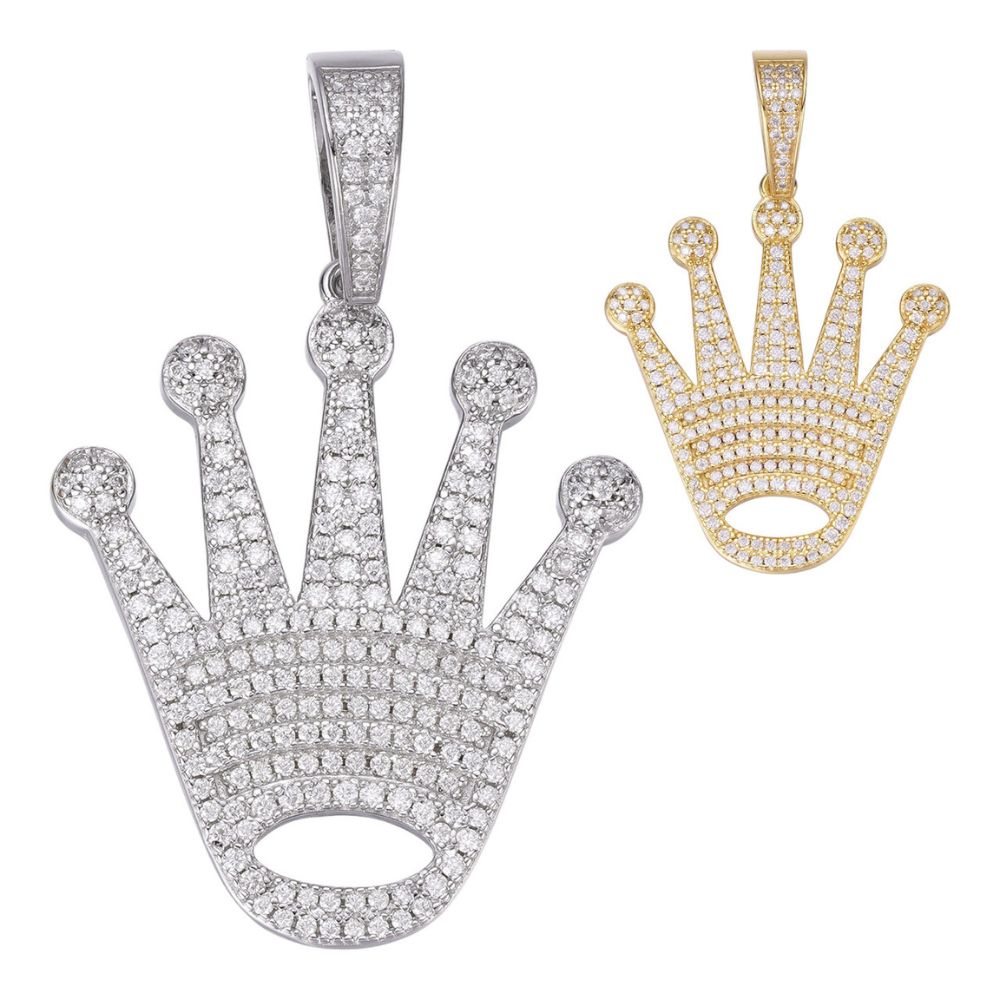 Iced Out Moissanite Diamond Crown Hip Hop Pendant