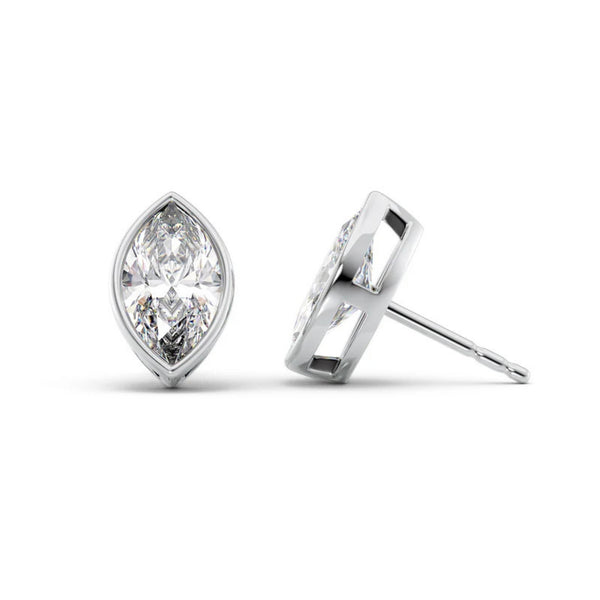 14K White Gold Marquise Cut Moissanite Women Earring