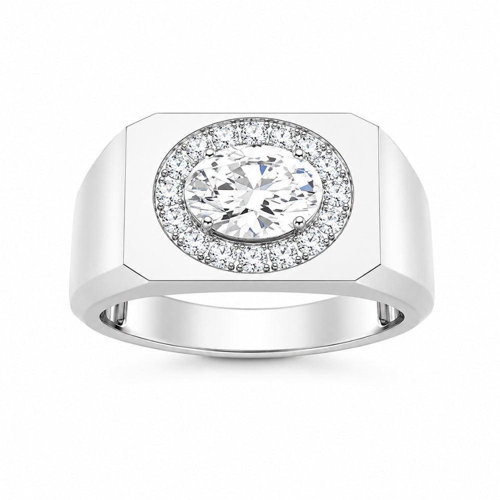 Oval Cut Lab Grown Diamond Halo Style Ring For Birthday Gift