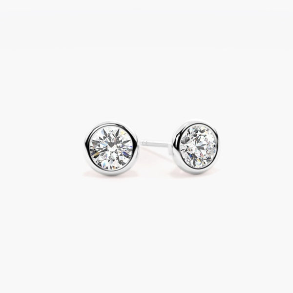 Round Cut Moissanite Bezel Set Women Earring