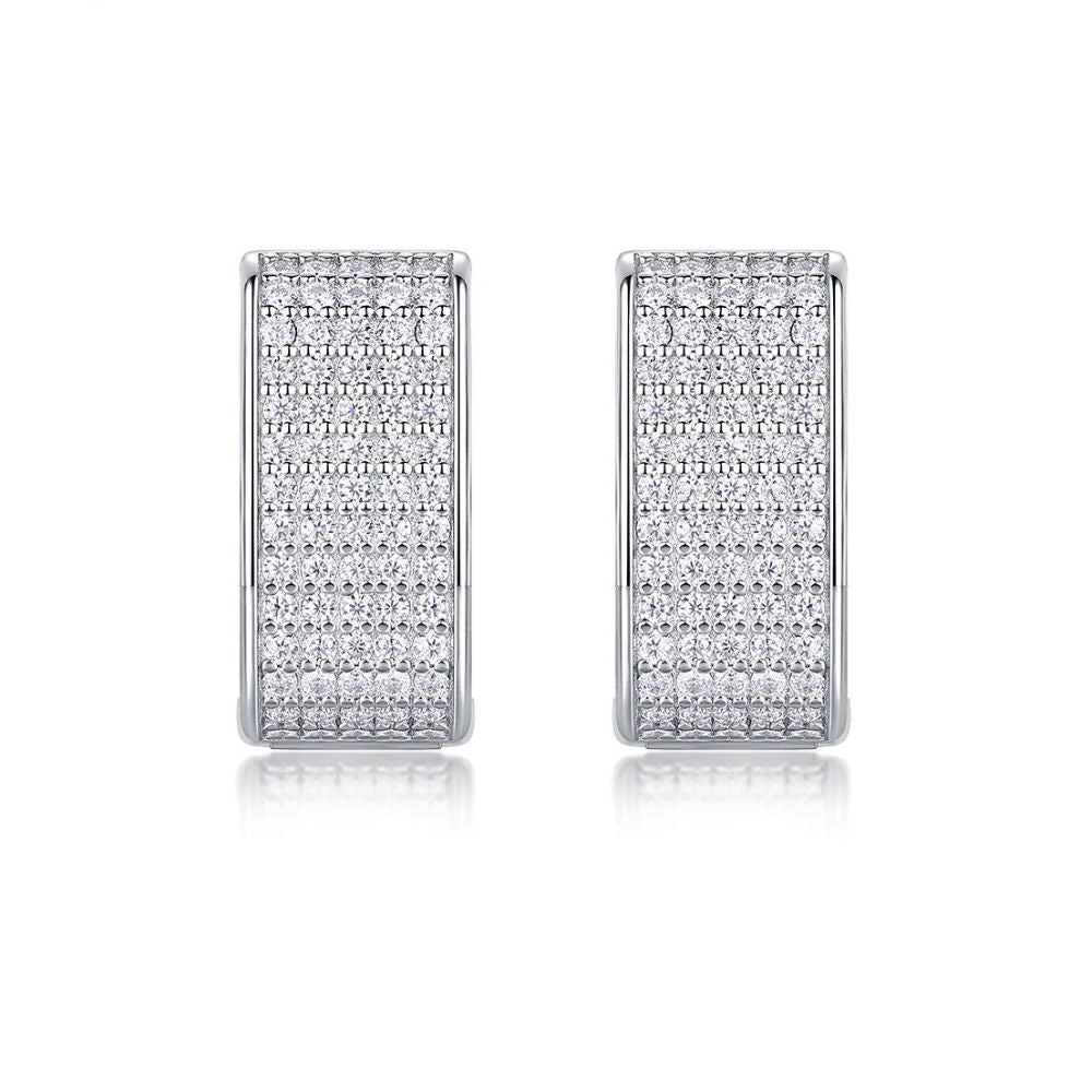 Pave Set Round Cut Moissanite Hoop Earrings