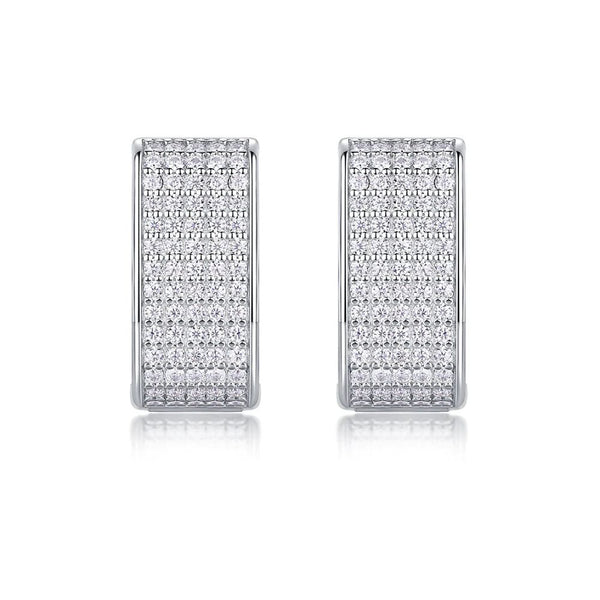 Pave Set Round Cut Moissanite Hoop Earrings