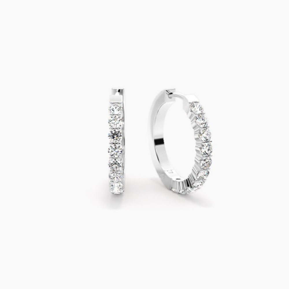 Round Cut Moissanite Classic Hoop Earrings