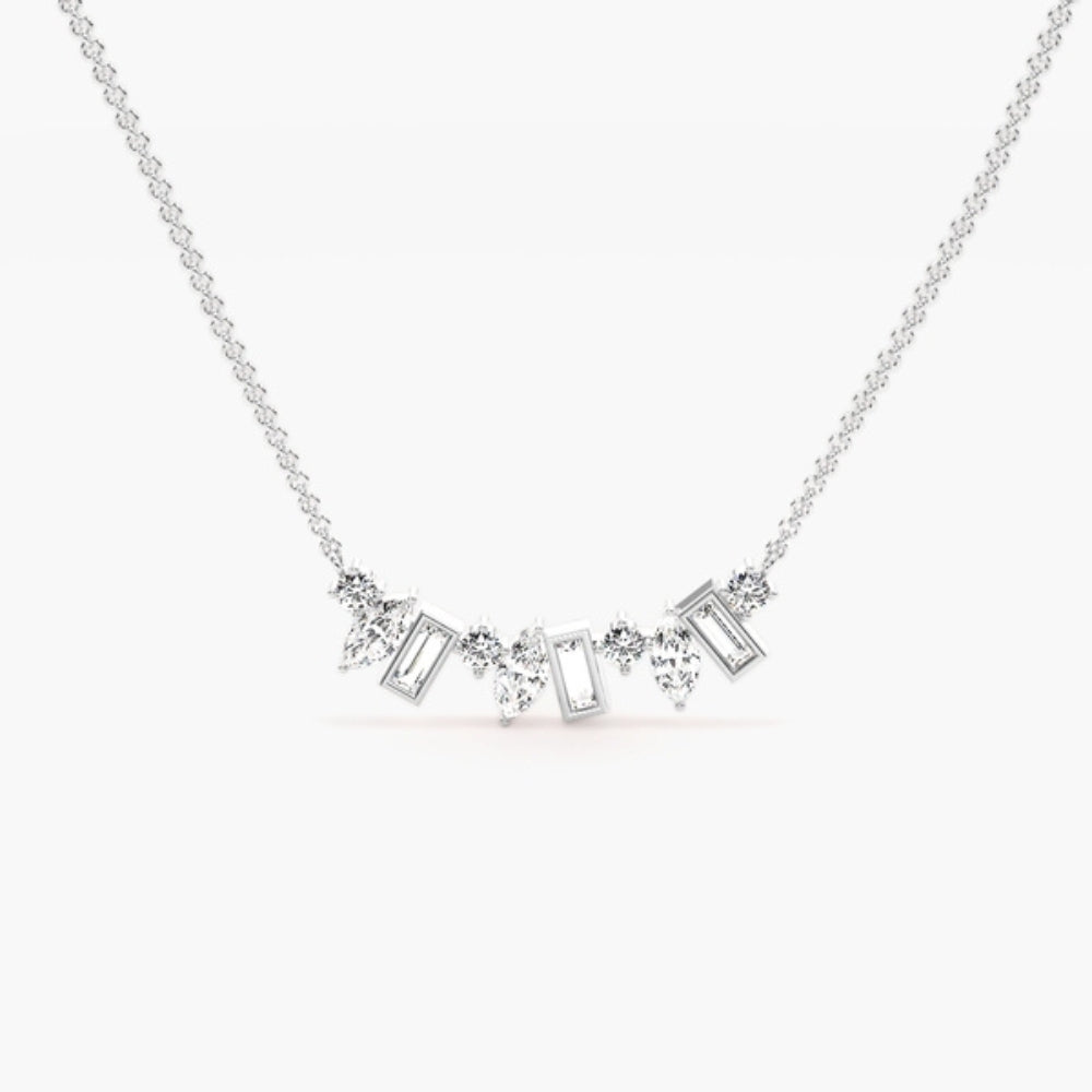 Colorless Moissanite Multi Diamond Shape Pendant