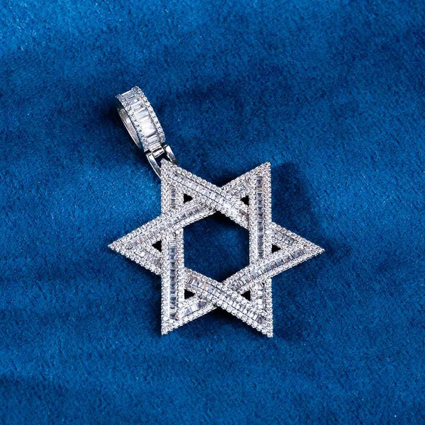 VVS1 Moissanite Hip Hop Style Star Of David Pendant