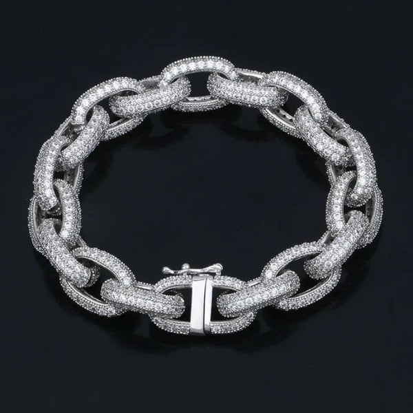 Rolo Link Moissanite Bracelet Iced Out Hip Hop Bracelet